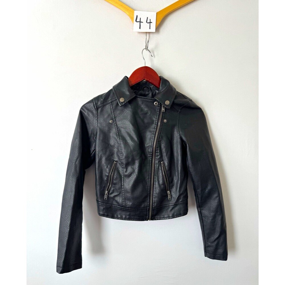 Aéropostale Women’s XS Black Biker Jacket Zip Front Pockets Long Sleeve